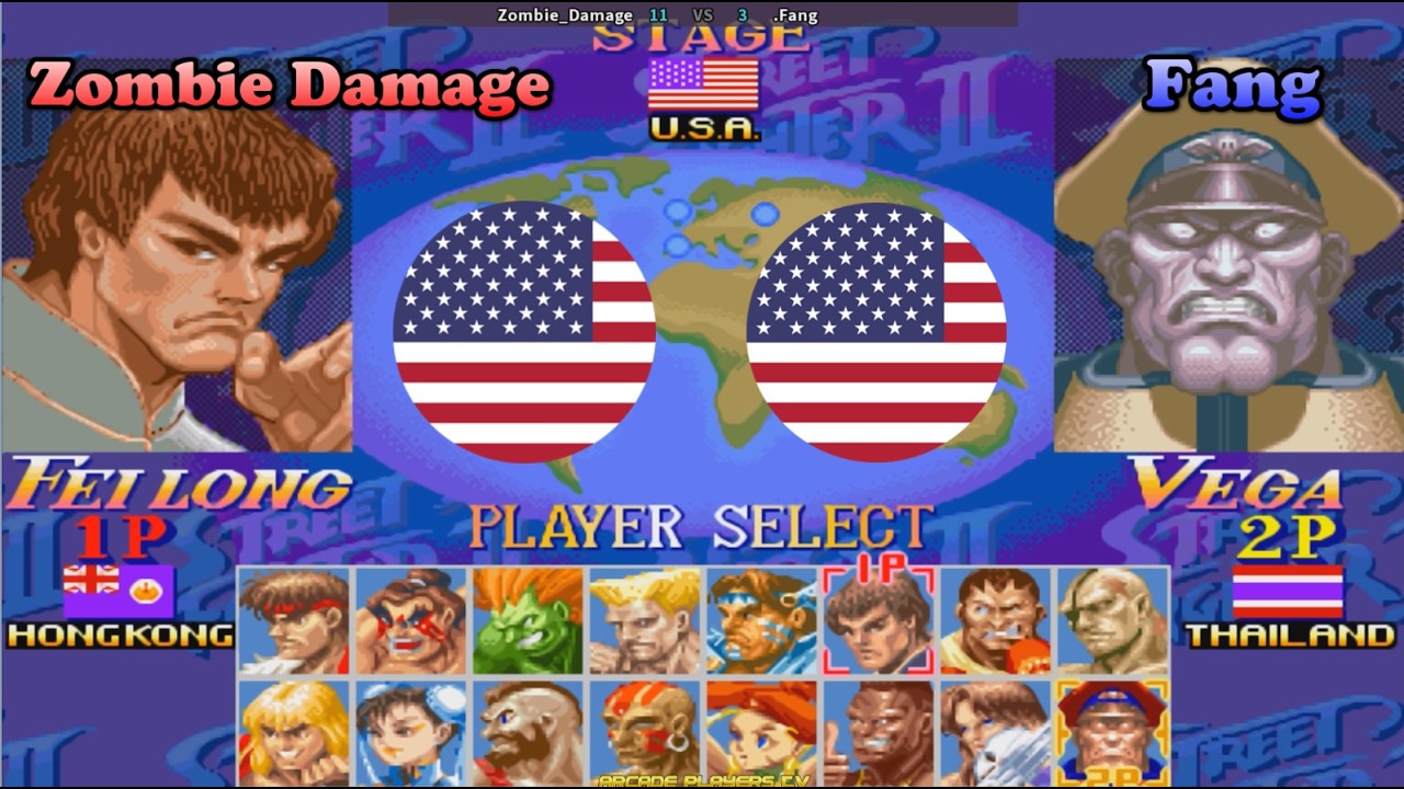 Super Street Fighter 2 Turbo ➤ Zombie Damage (Usa) vs Fang (Usa) 超级街霸2X
