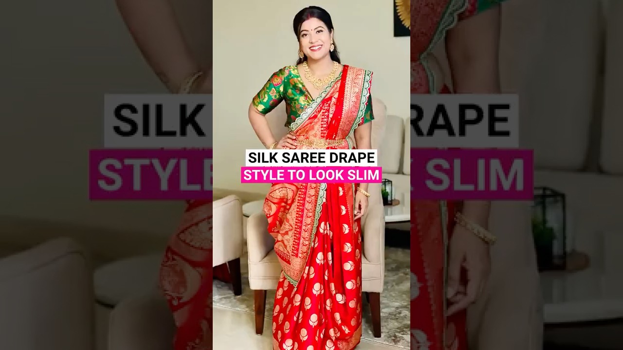 Silk saree drape style&hearts;️ #silksaree #banarasisaree #sareedraping #shorts
