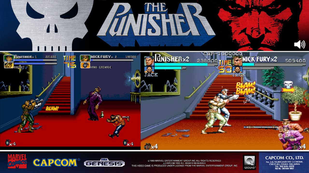 The Punisher パニッシャ | Arcade & Mega Drive/ Genesis | Full Play Comparison