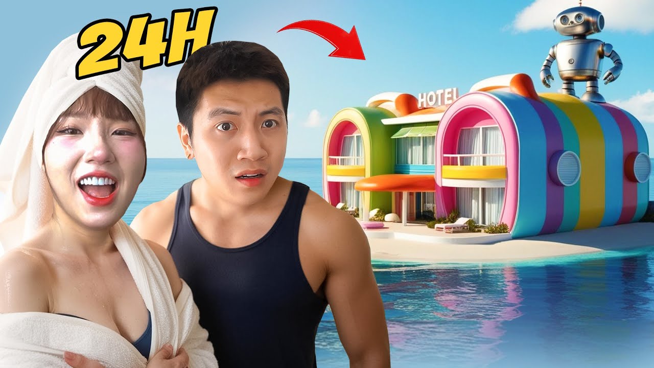 Thử Th&aacute;ch Cặp Đ&ocirc;i 24H Sống Trong Kh&aacute;ch Sạn Tự Động | H&M CHANNEL