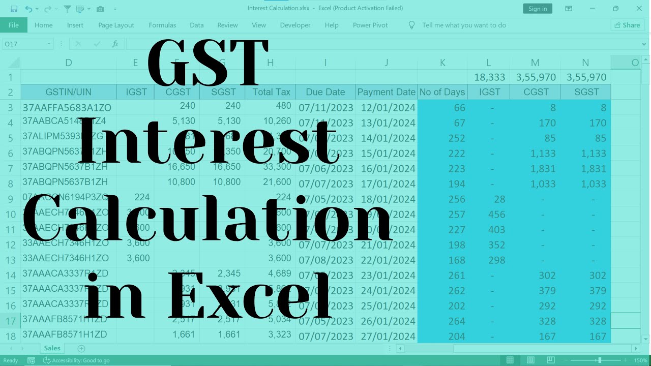 GST, TDS Interest Calculation in Excel