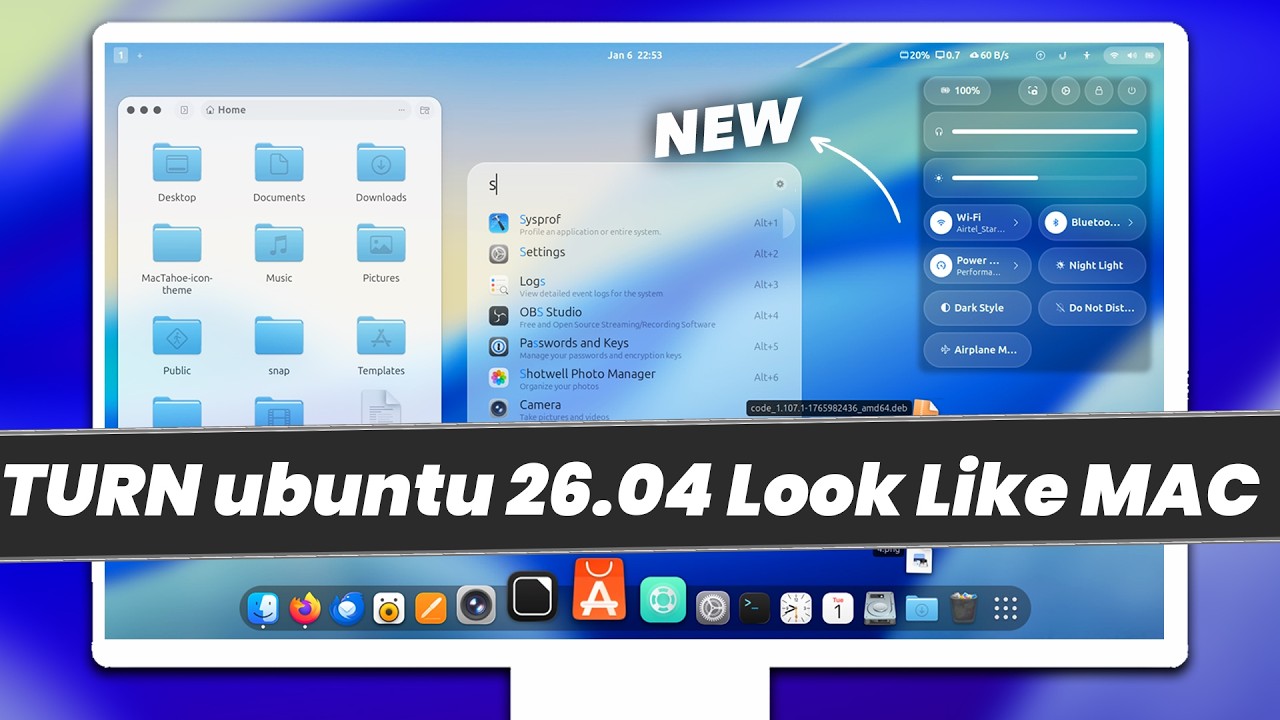 Как сделать так, чтобы Ubuntu 26.04 LTS выглядела ТОЧНО как macOS (НОВИНКА)