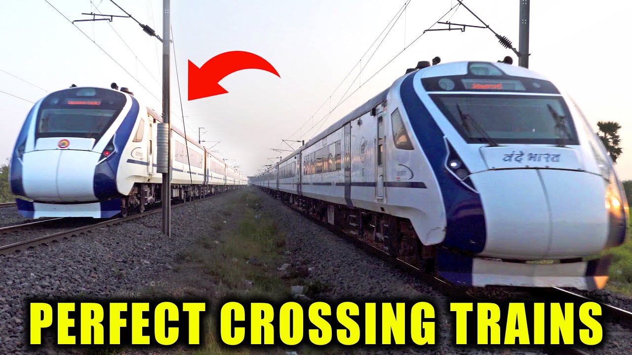 High Speed PERFECT CROSSING TRAINS | RARE Vande Bharat CROSSING Vande Bharat | Indian Railways