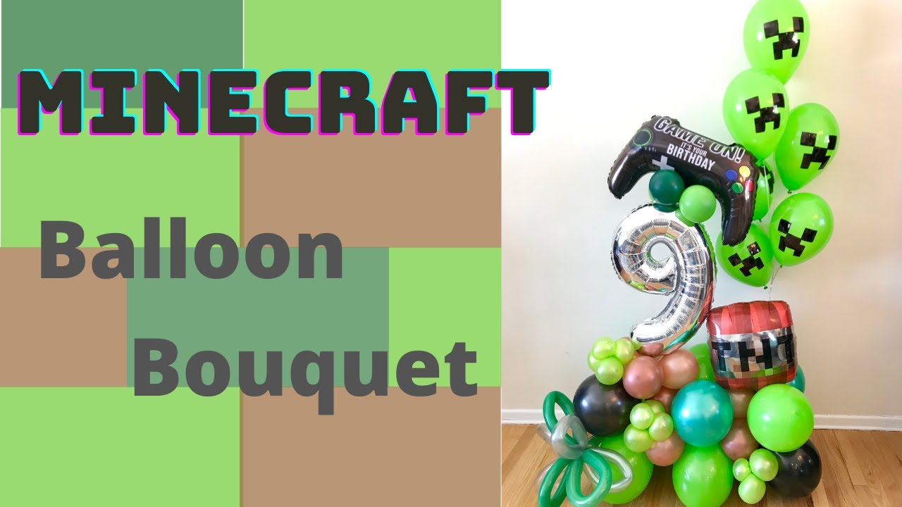 Minecraft Theme Balloon Bouquet | DIY Balloon Bouquet Tutorial | Minecraft Creeper / Video Game