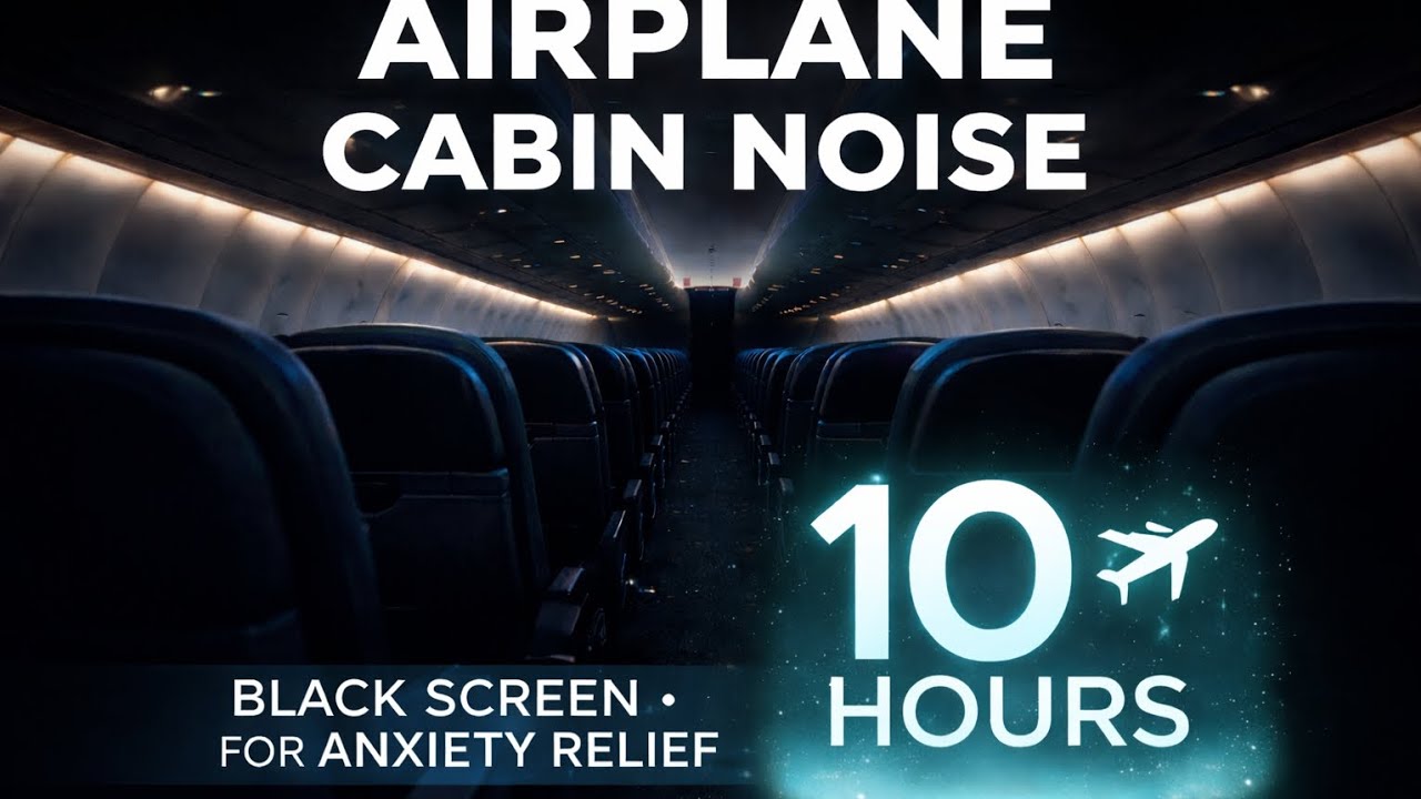 Airplane Cabin Noise ✈️ 10 Hours – Black Screen for Anxiety Relief