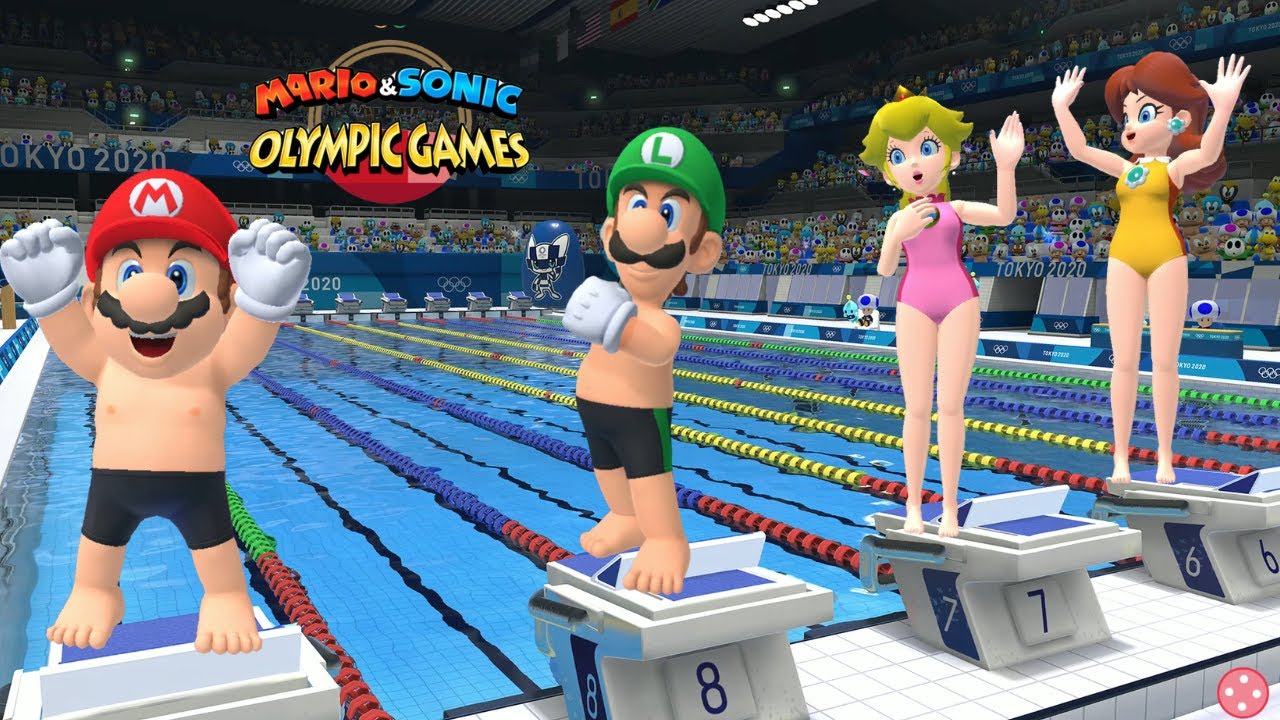 Mario & Sonic At The Olympic Games Tokyo 2020 Swimming Gameplay Mario Luigi Peach ++More Switch