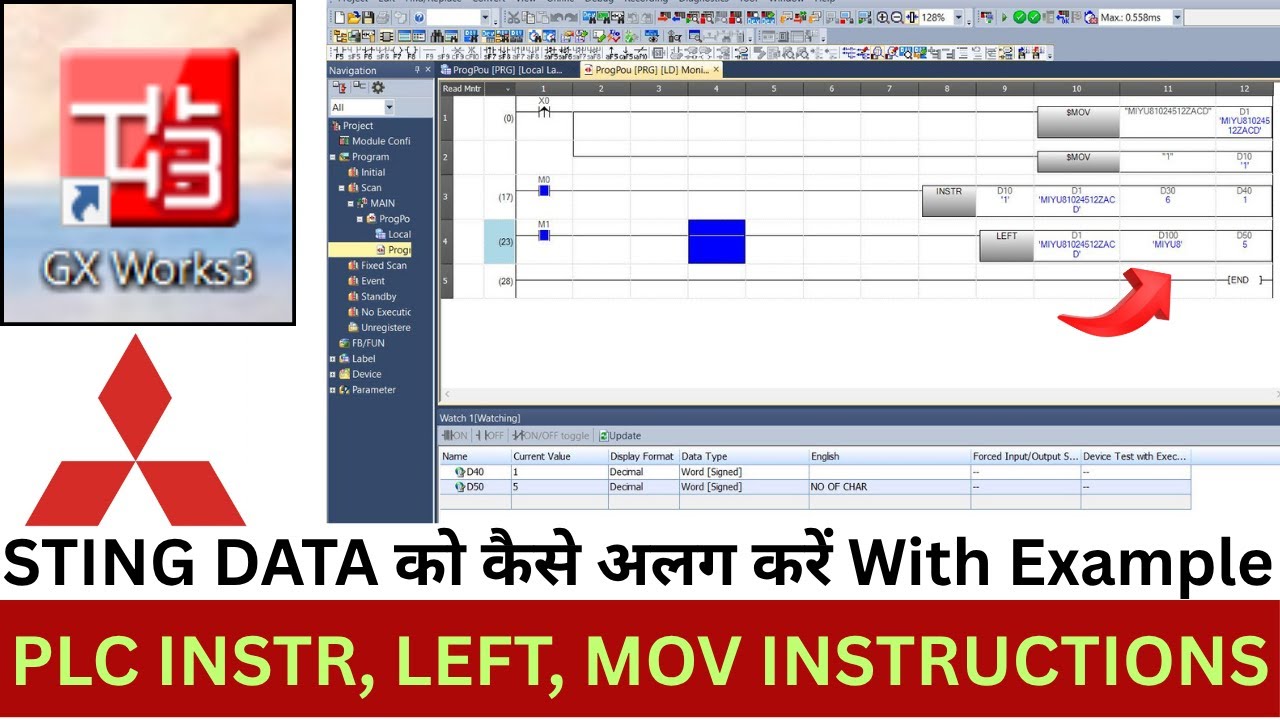 how to separate sting data in plc ? How to separate Sting data in Mitsubishi PLC?
