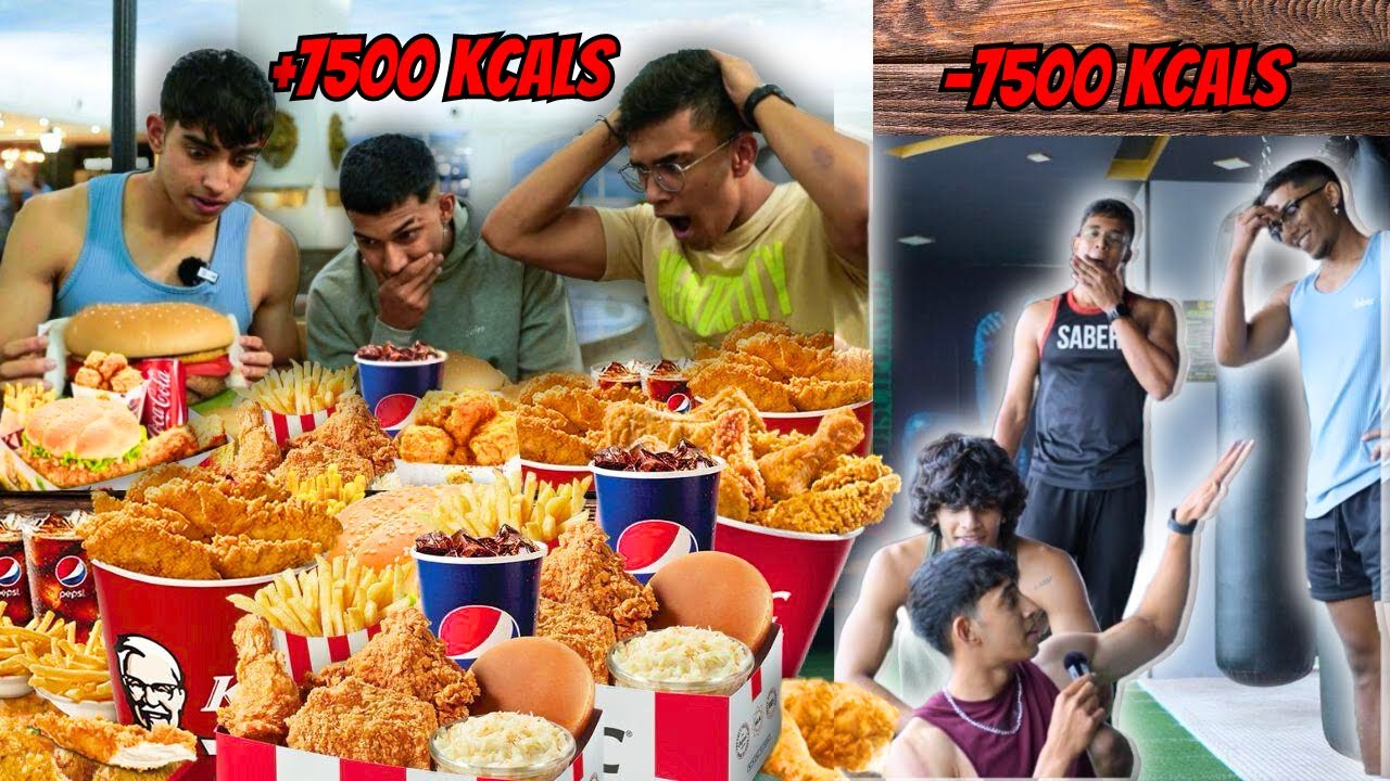 Attempting to eat as much as calories possible & then BURN IT | 24 hours - 7500 Calorie Challenge|