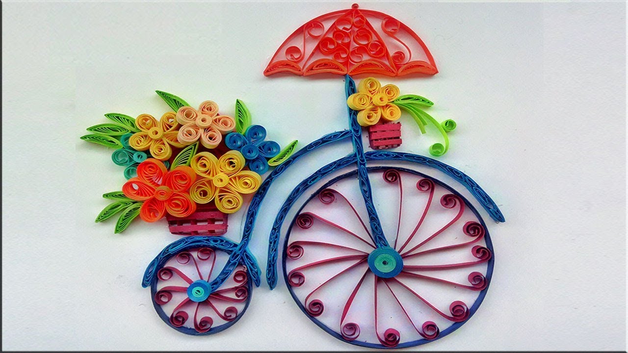 Quilled Bicycle🚲 With Flower🌻 Bouquet HandMade Wall Art |Paper Quilling Art