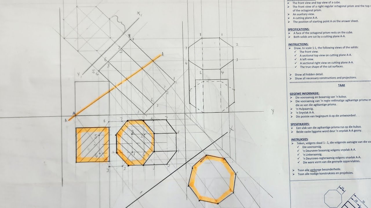 How to draw a Solid Geometry with Sectional Left View and True Shape - HSE | Page 6-6 | Grade 11