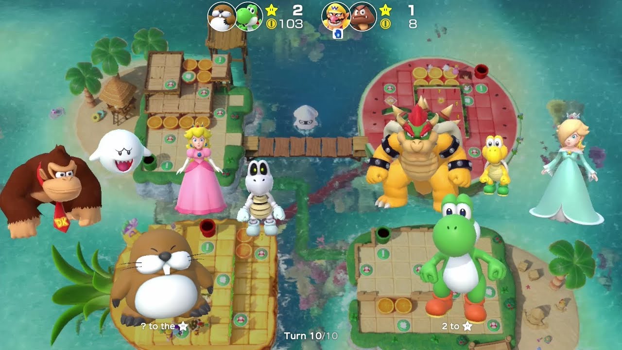 Super Mario Party Partner Party #271 Watermelon Walkabout Monty Mole & Yoshi vs Wario & Goomba