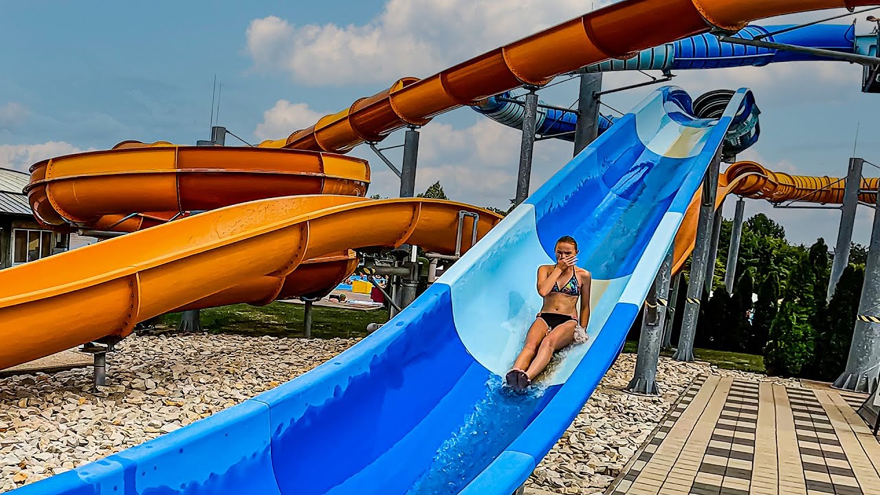 Cool RAINBOW Water Slide at Vadas Thermal Sturovo