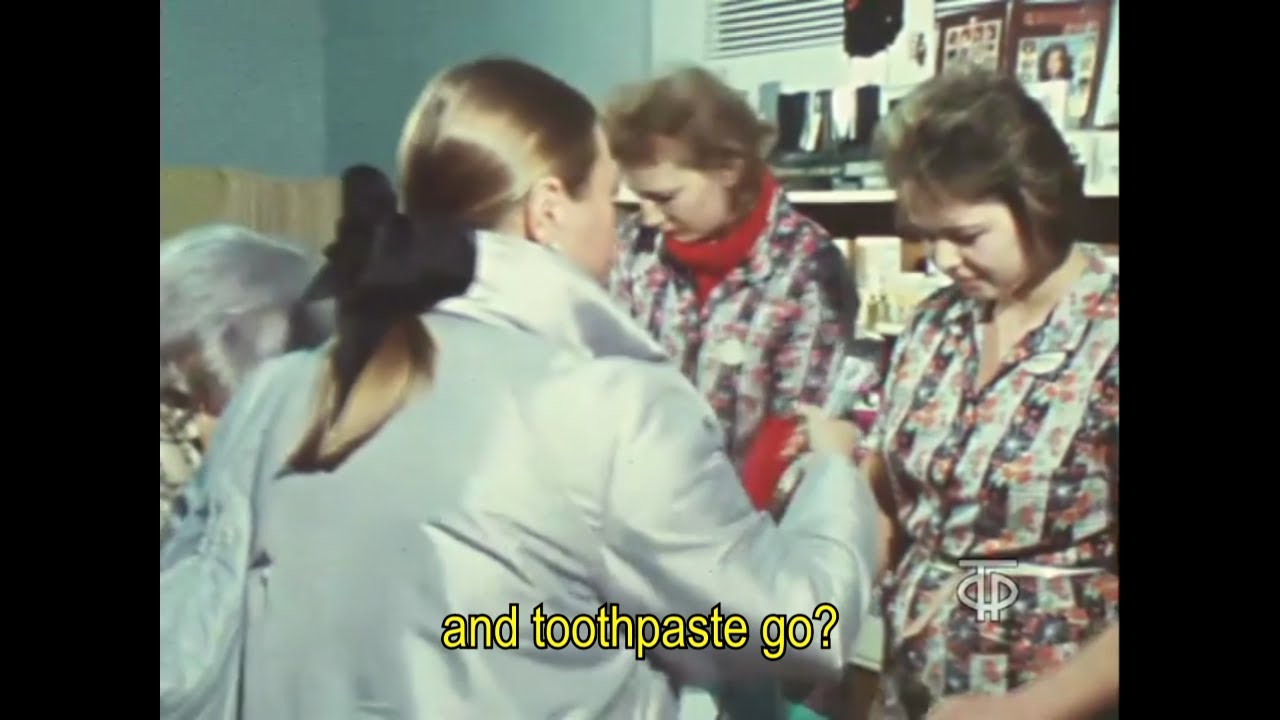 Buying toothpaste and shaving cream in the Soviet Union - USSR - 1987