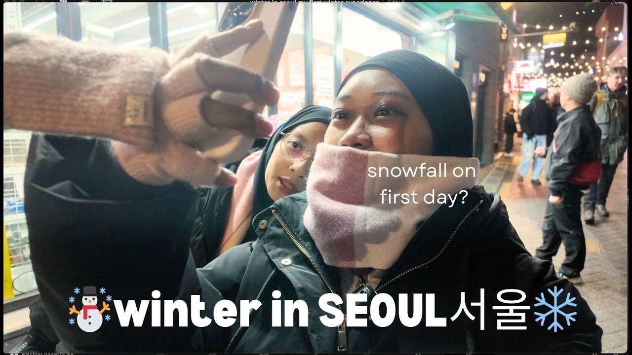 Korea Winter Diaries 🇰🇷 Cozy & Snowy Moments. Myeongdong, Namdamun  Market, Hongdae