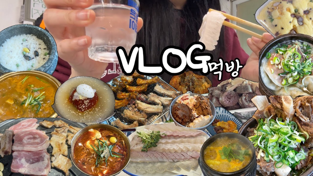 [vlog] 먹방브이로그ㅣ끝없이 먹고 먹는 일상( 생갈비 양념갈비 산더미갈비탕 쪽갈비 햄치즈순두부 짬뽕순두부 모듬회  가마치통닭 시장순대 옥수수빵) MUK BANG