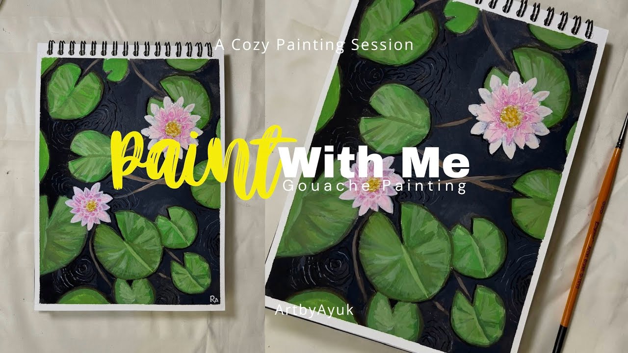 Paint With Me - Paint Lotus Pond 🪷 | Gouache Painting 🌱