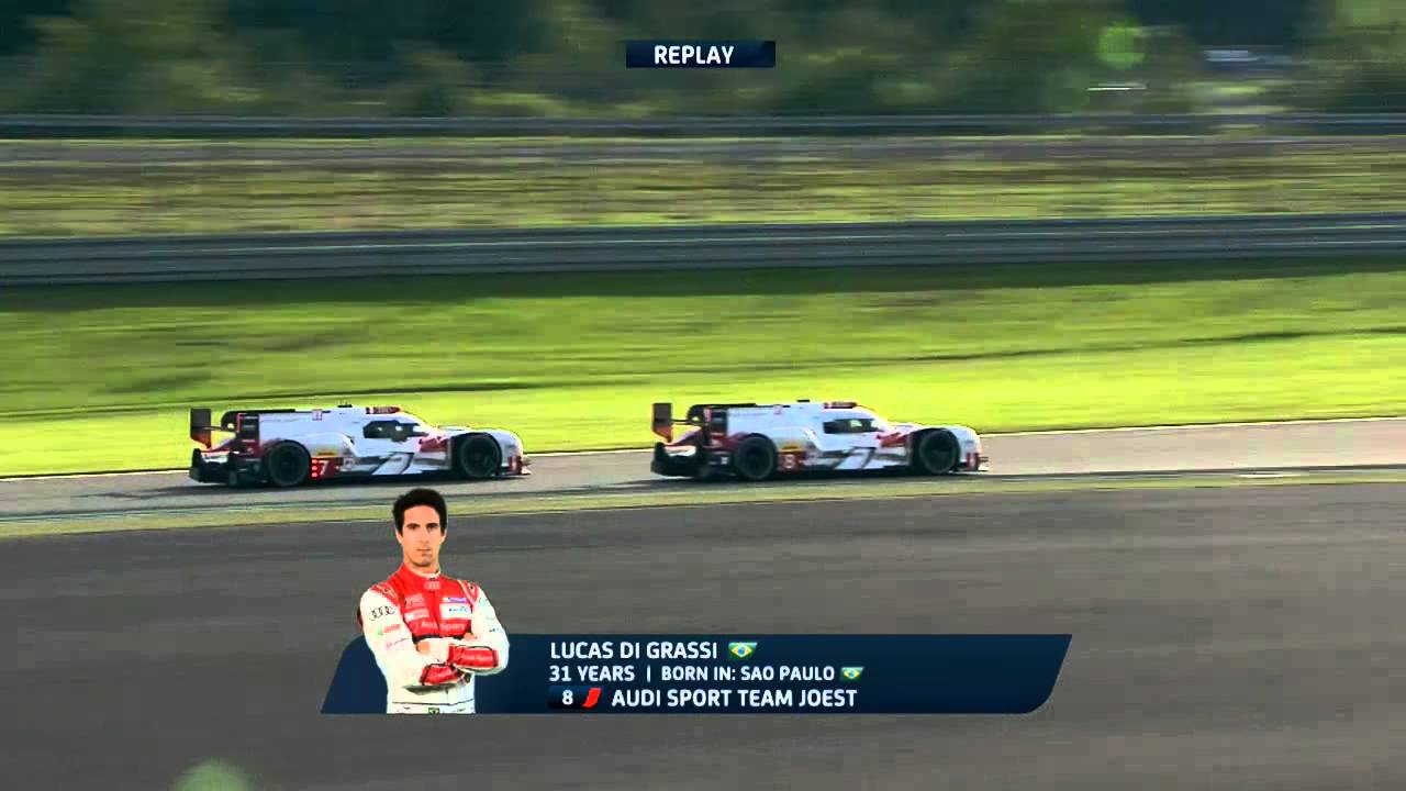 Lucas Di Grassi in No. 8 Audi slips easily past team mate Andr&eacute; Lotterer in car 7