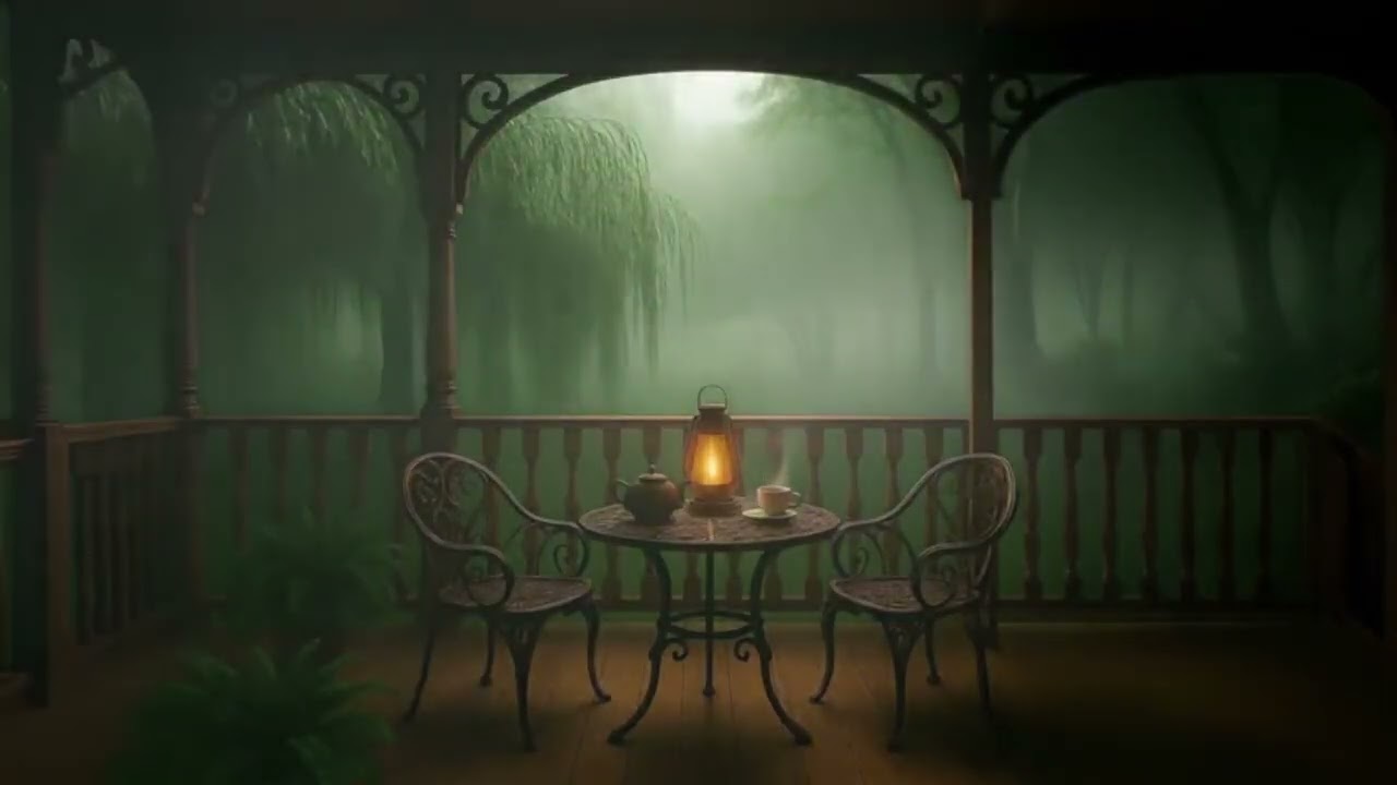 Cozy Porch in the Misty Forest — Calming Nature Sounds for Relaxation & Focus