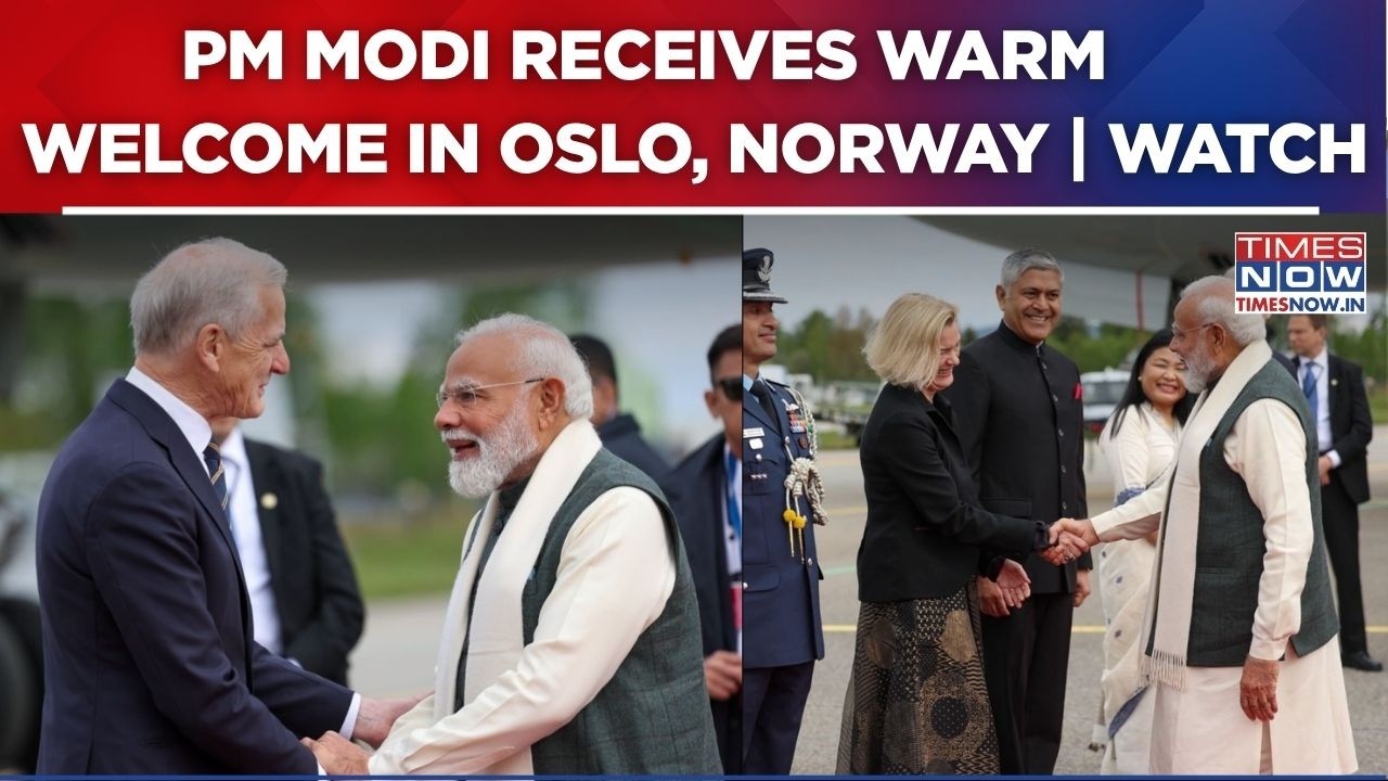PM Modi Arrives In Norway; Thanks PM Jonas Gahr St&oslash;re For Warm Welcome | WATCH | Breaking News