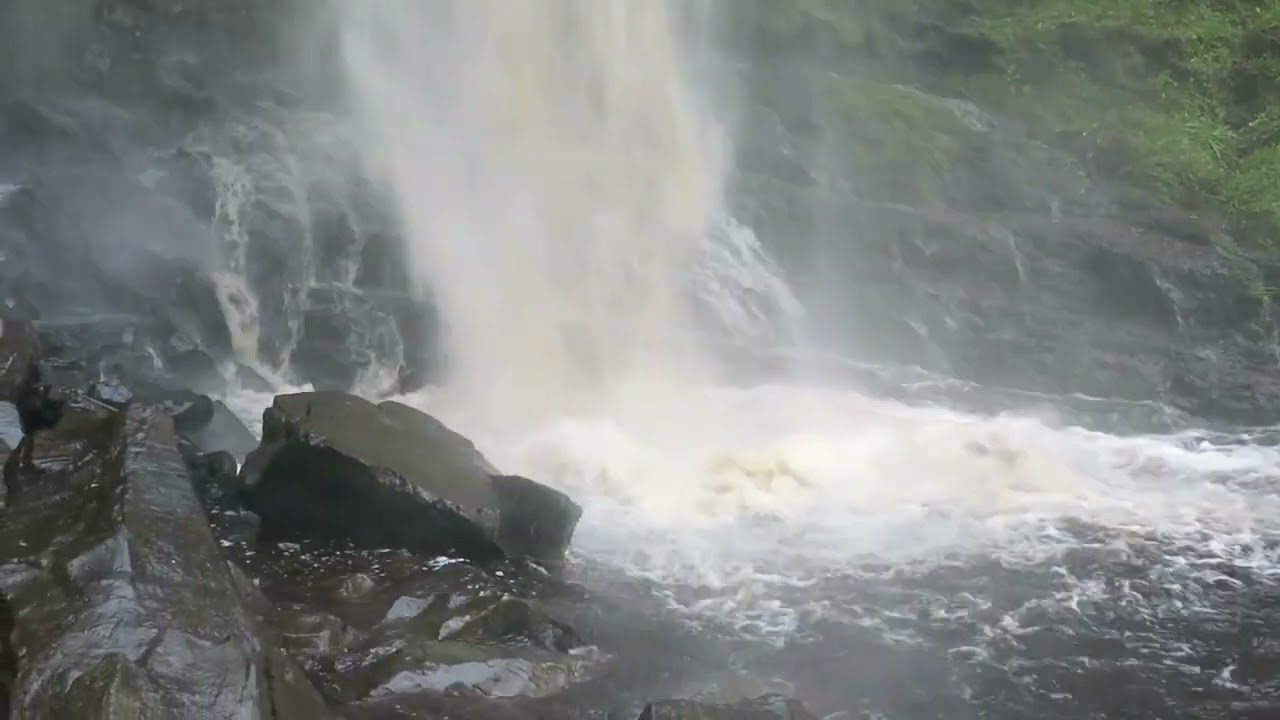 Eas Mor waterfall after heavy overnight rain, Kildonan Arran@davetheraverovingtherock