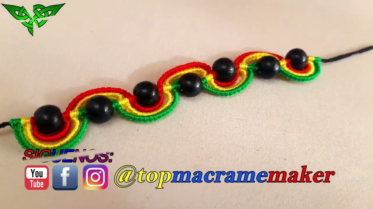 Tutorial Macramé Como Hacer PULSERA RASTA con Mostacillas Paso a Paso | How to make string Bracelets