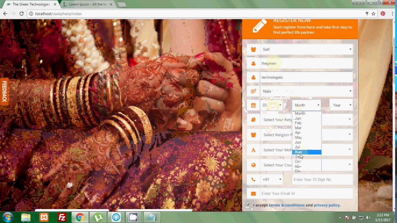 Matrimonial script in php - The Green Technologies - How To Register Profile