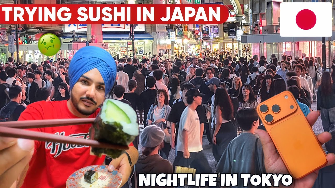 TRYING SUSHI IN JAPAN 🤢🇯🇵 NIGHT LIFE IN TOKYO | SHIBUYA CROSSING