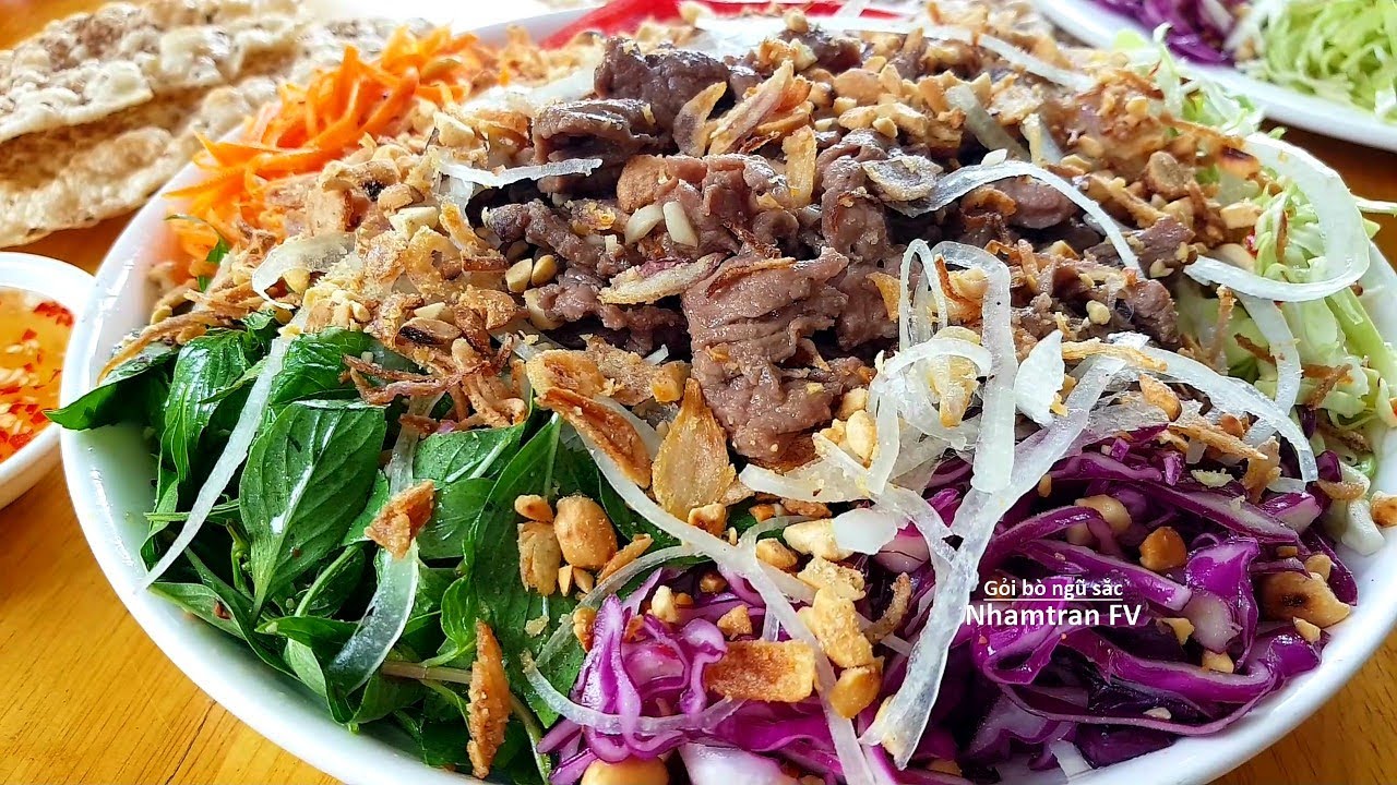 GỎI BÒ NGŨ SẮC đẹp mắt giòn ngon tươi mát hợp ăn kiêng hay lai rai cực hấp dẫn |Nhamtran FV