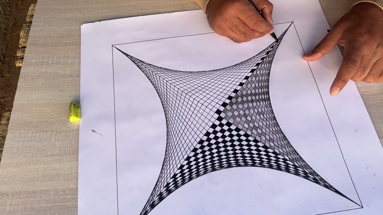 Mind-Blowing 3D Illusion on Graph Paper |  Black & White 3D llusion on Graph Paper