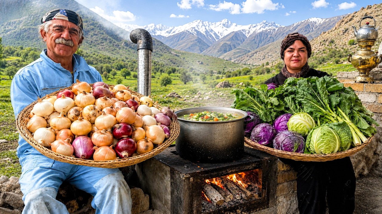 Life in a Forgotten Iranian Mountain Village | Traditional Stuffed Vegetables Cooked