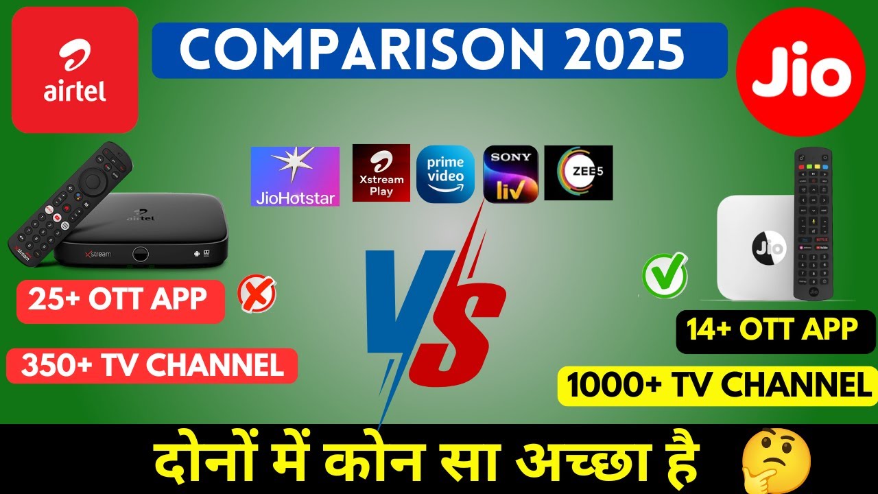 Jio Set Top Box vs Airtel Xstream Box 🔥 Full Comparison | Which Smart TV Box is Better in 2025?