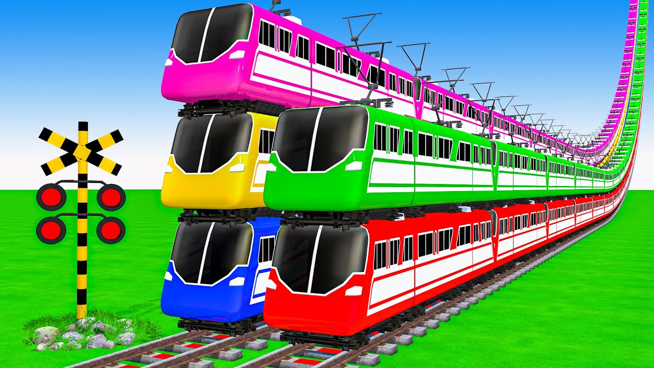 【踏切アニメ】複雑な電車 Trains Thomas Climbing Pynamid🚍 Fumikiri 3D Railroad Crossing Animation #1million