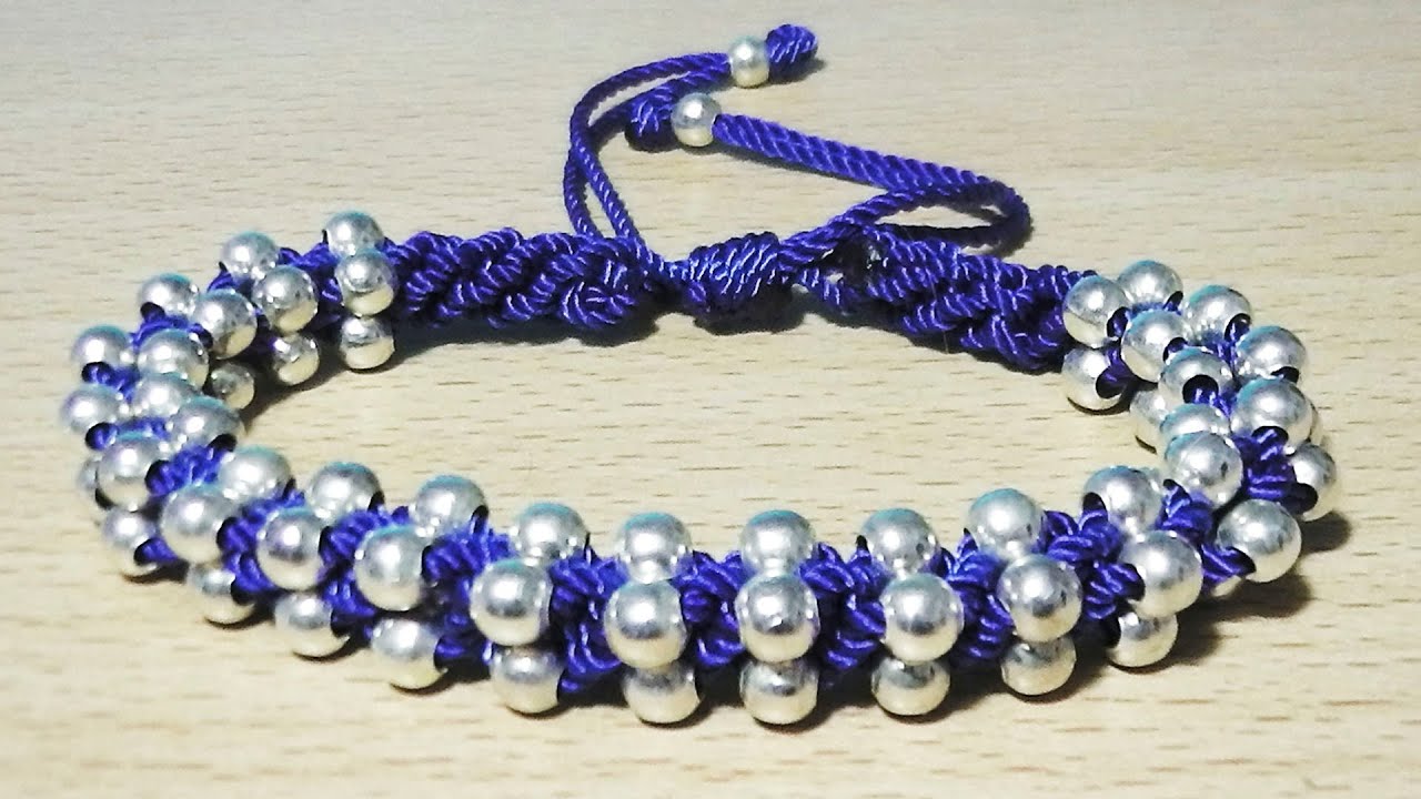TUTORIAL DIY COMO HACER UNA PULSERAS DE HILO Y CUENTAS RIO CON TELAR DE KUMIHIMO Y NUDO CORREDIZO