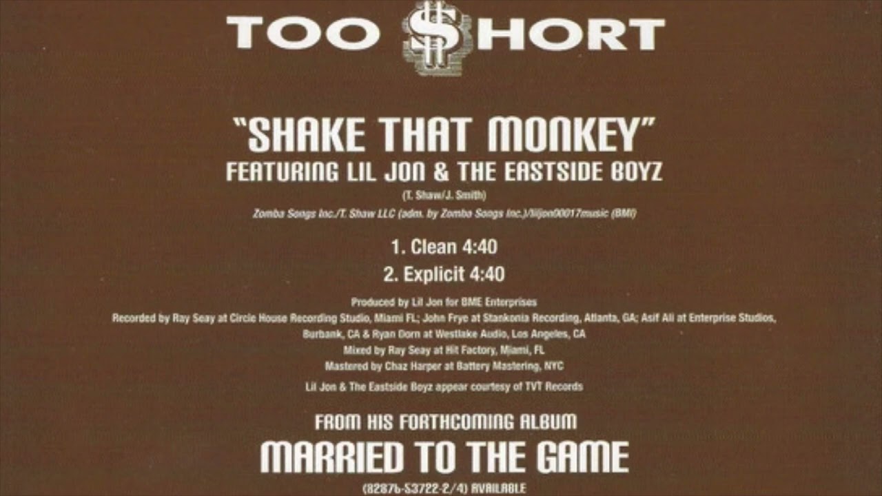 To $hort - Shake That Monkey (feat.  Lil' Jon & The Eastside Boyz) [Clean]   HD 1080p