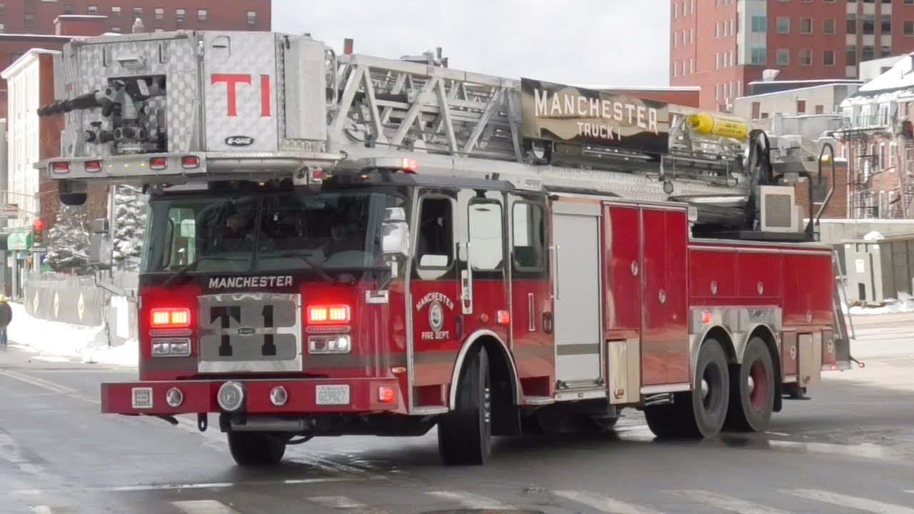 Manchester, NH Fire Department Engine 11 & Truck 1 Responding