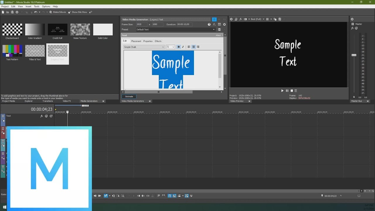 Movie Studio 16 Platinum: Legacy Text Editor Fix for Custom Fonts