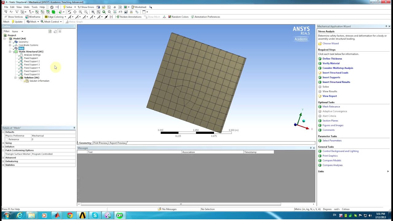How to apply point force on the center of a bending plate in ANSYS