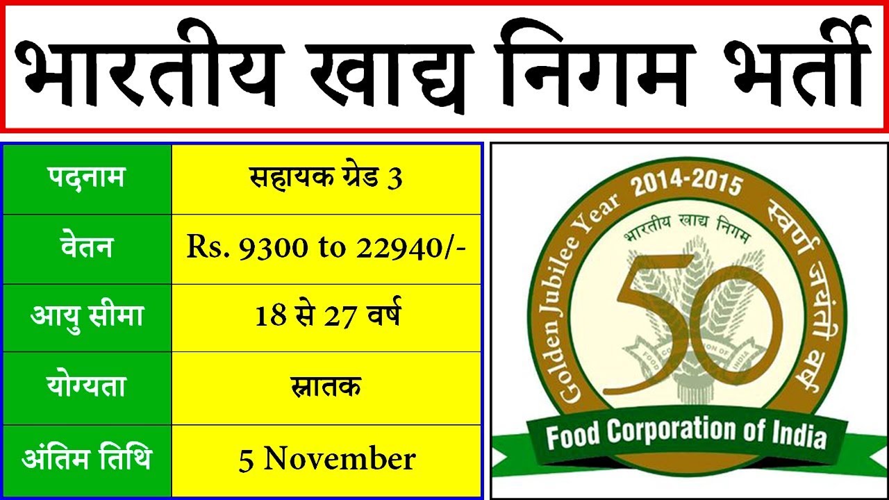 FCI Recruitment 2019 Assistant Grade 3 Salary / Syllabus @ fci.gov.in | Government Jobs Gyan
