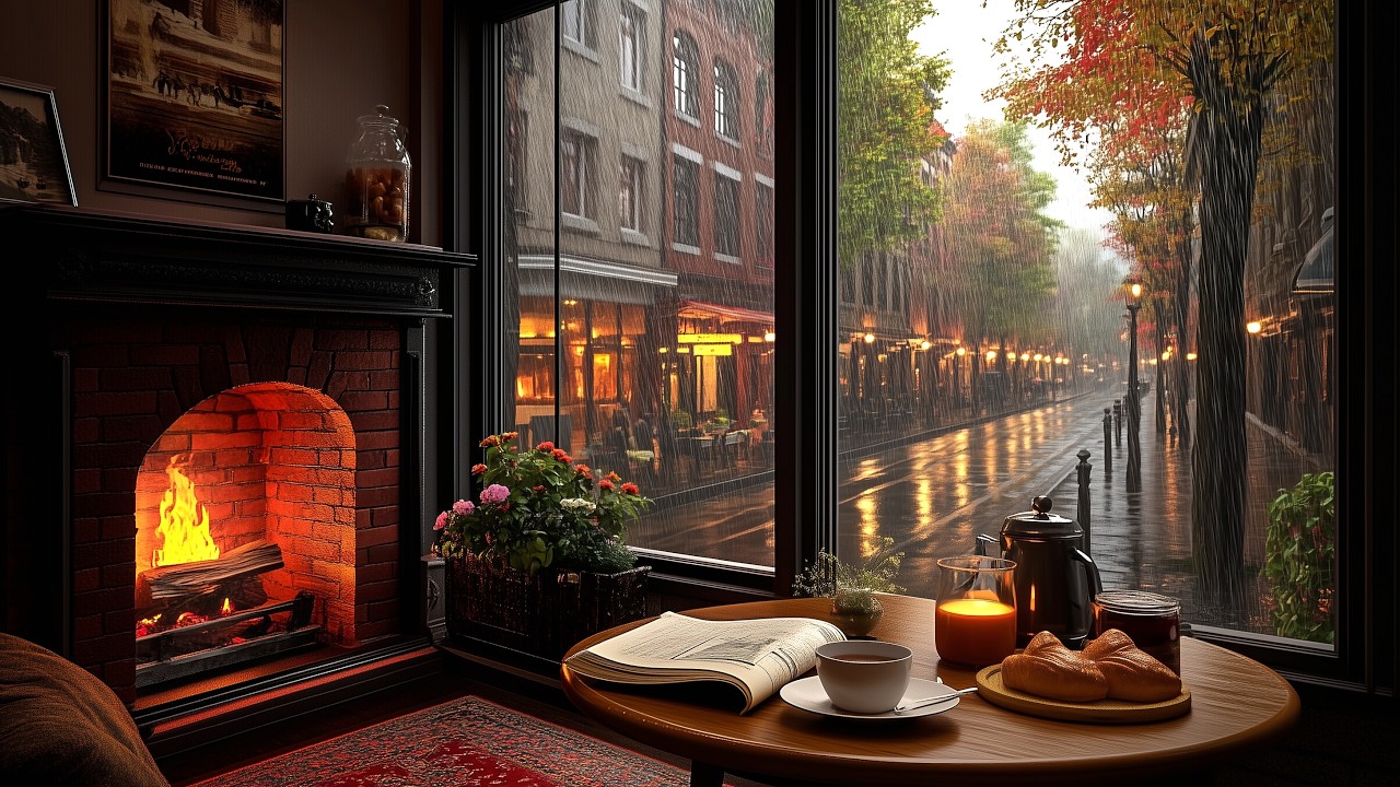 Relaxing Jazz Piano & Rain Sounds ☔️ Cozy Cafe Music for Study & Work