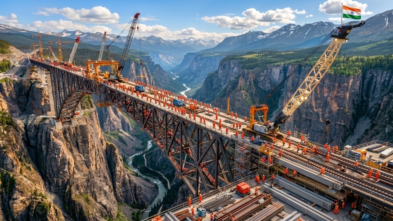 How India Built the World&rsquo;s Highest Railway Bridge in the Himalayas | Full Construction Process