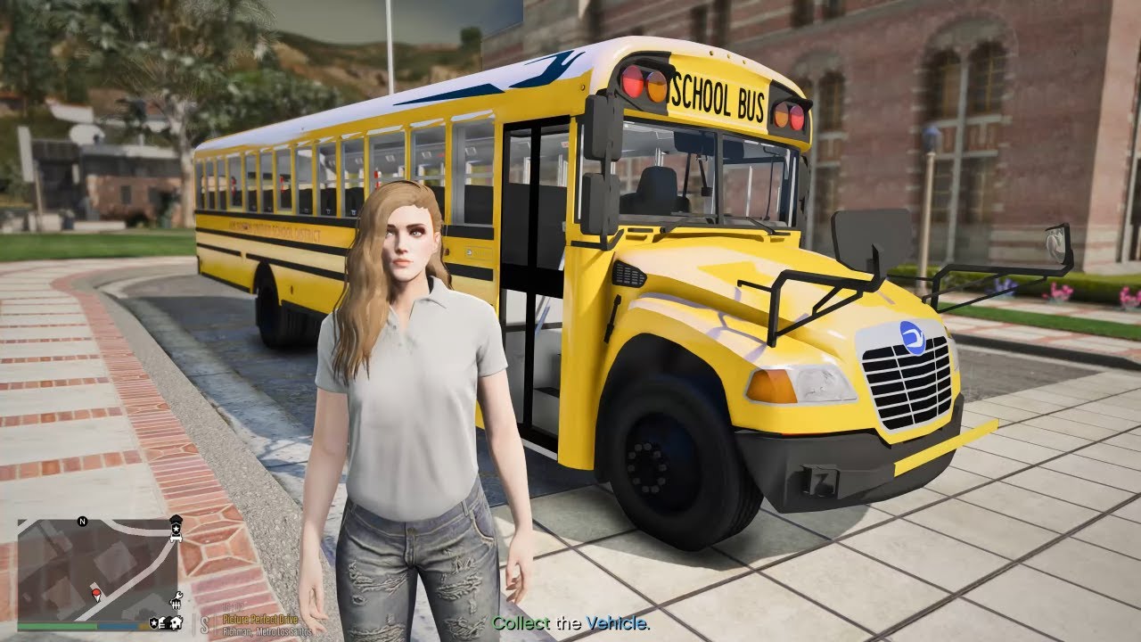 Gta 5  Episode: Going To Work As Female Bus Driver - LS/LA Beverly Hills District Schools!
