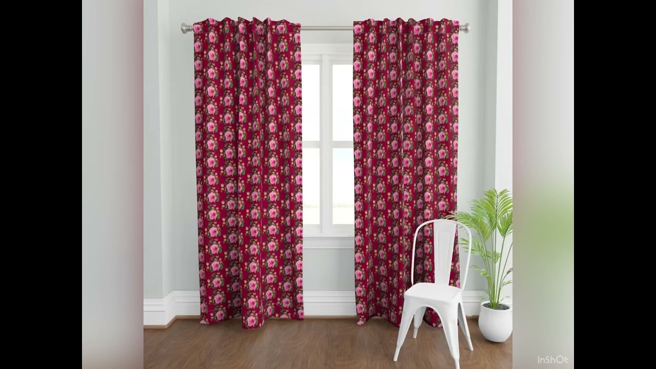 Spoonflower - Pink Roses in Half-drop Format on Maroon.   7 December 2025