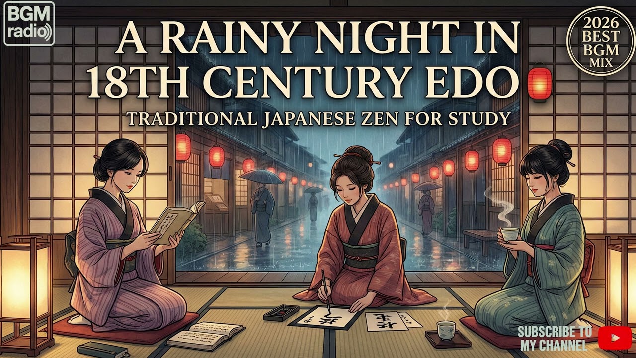 【BGM radio】A rainy night in 18th century Edo. 🏮 Traditional Japanese Zen for Study