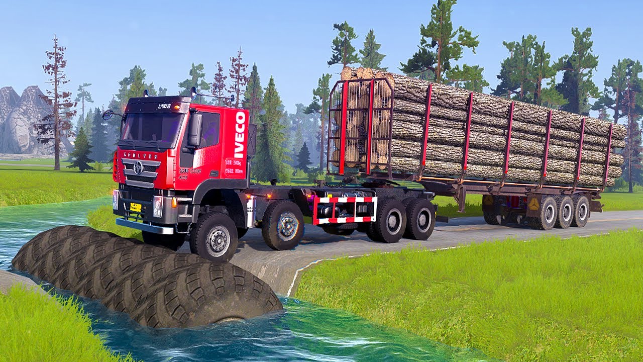 Spintires Mudrunner Gameplay | Truck vs Extreme Broken Road with Speed Bumps #mudrunner