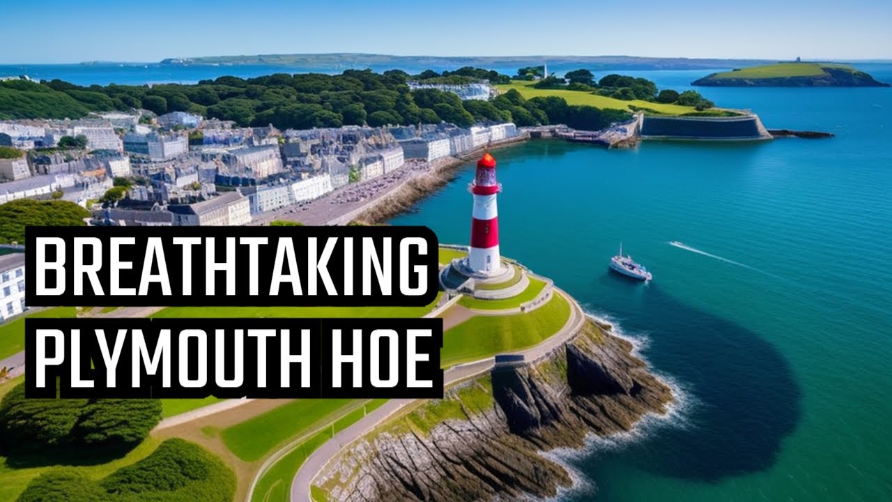 Aerial view reveals stunning Plymouth Hoe in 4k
