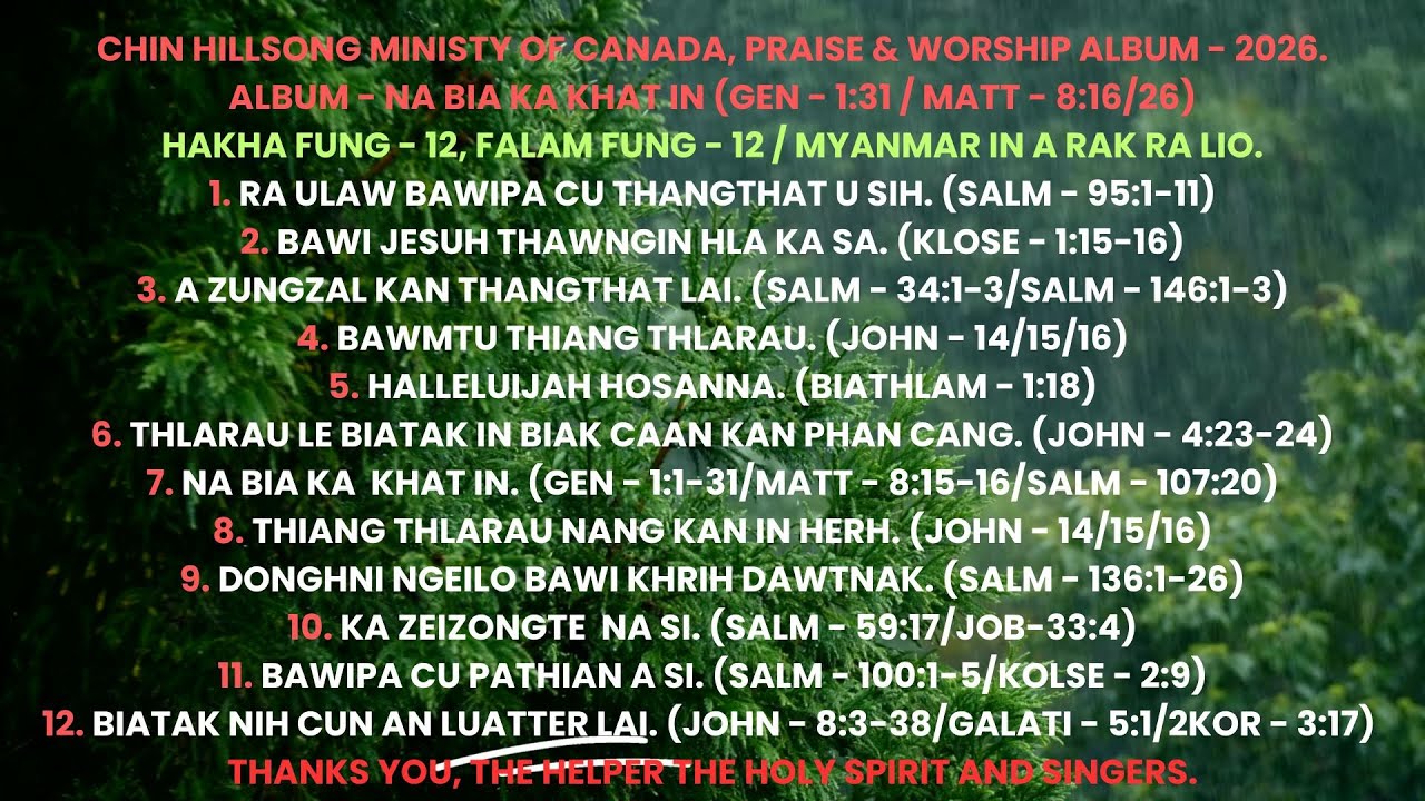 Praise & Worship Album-2026-Hakha - Audio - Na Bia Ka Khat in (Gen-1:1-31/Matt-