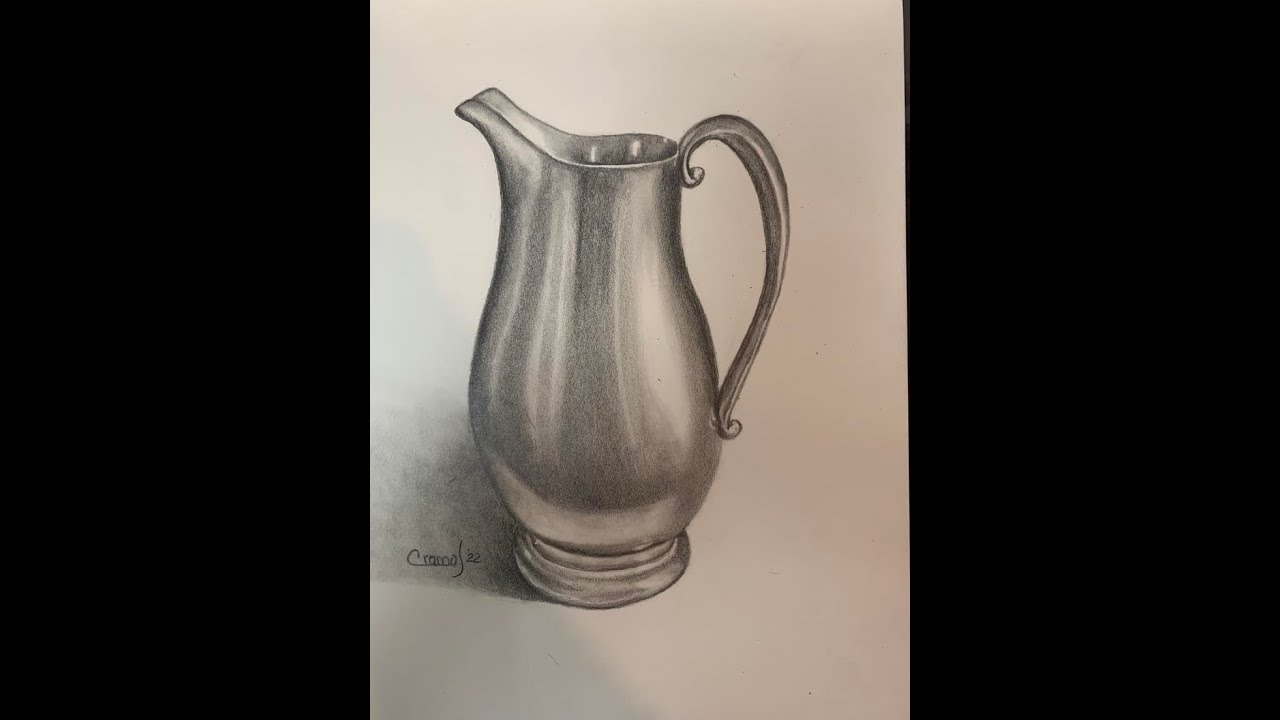 COMO DIBUJAR  Y SOMBREAR JARRA DE METAL USANDO GRAFITO