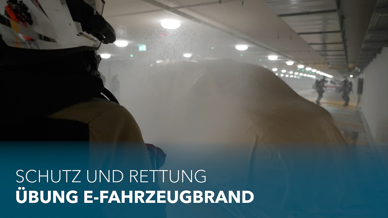 Schutz und Rettung Thun: Übung E-Fahrzeugbrand