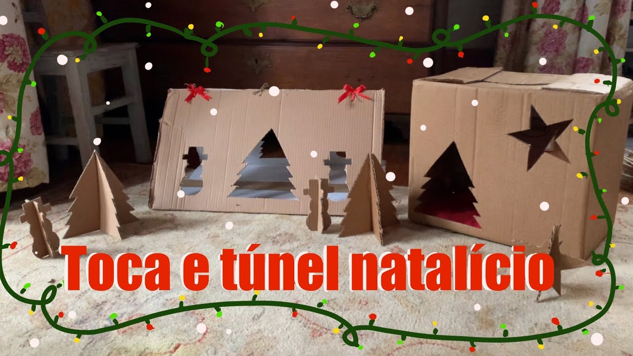 COMO FAZER TOCA OU CASINHA E TÚNEL DE CARTÃO PARA COELHOS TEMÁTICO DO NATAL 🎄