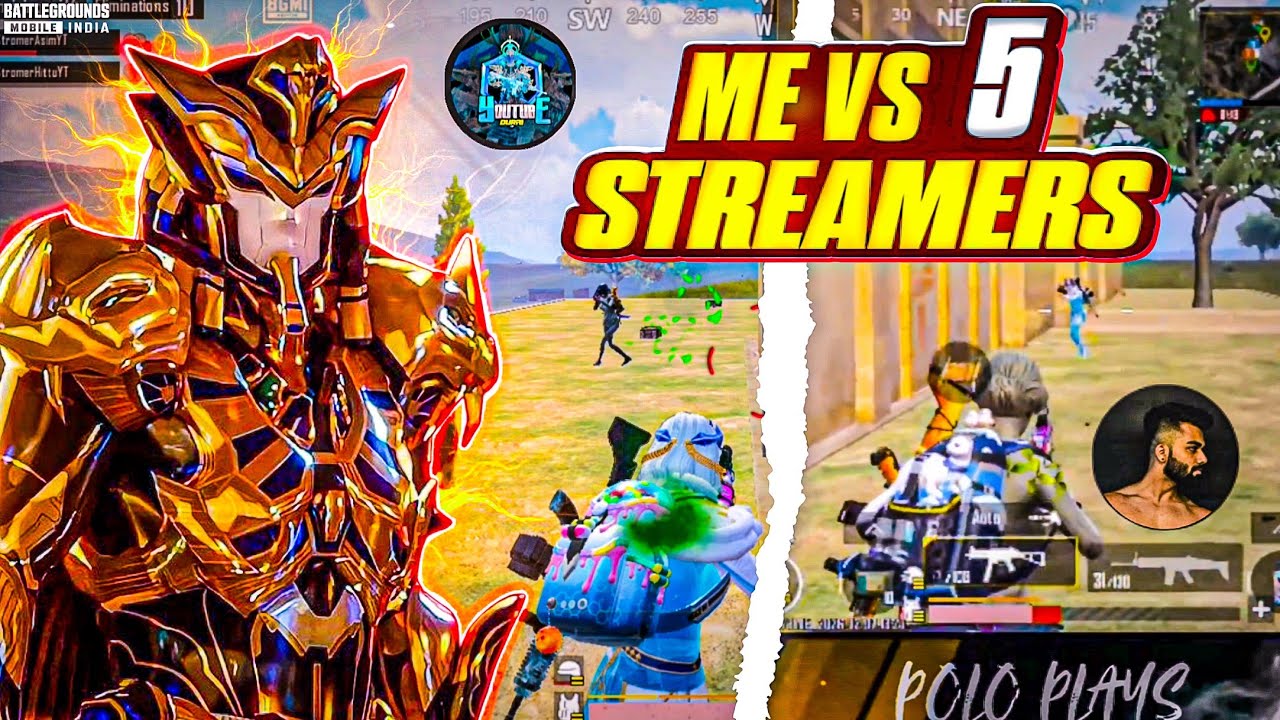 ME VS 5 STREAMERS 💀 | Full hard gameplay 😈⚡ 